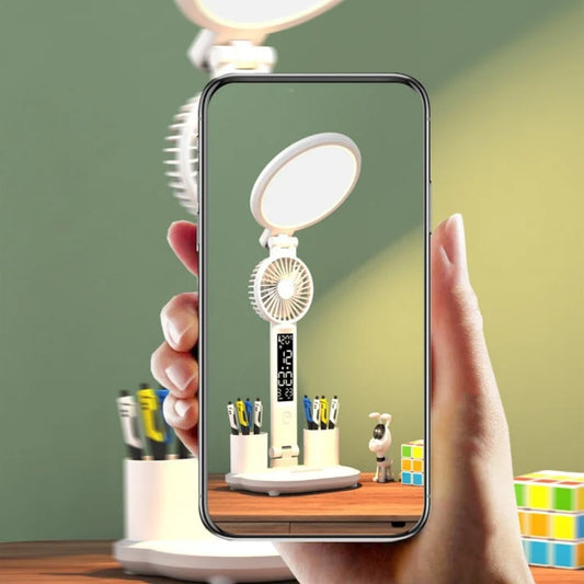 LED Clock Table Lamp – USB Rechargeable, Dimmable & Foldable